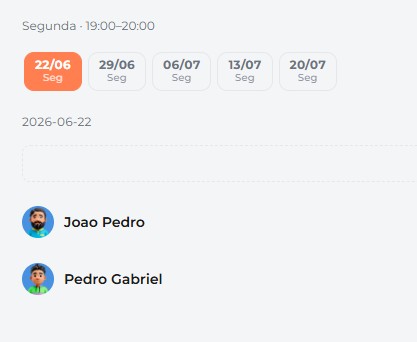 Alunos e inscrições de uma aula